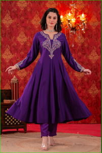 Conjunto Anarkali morado con dupatta degradado - Product Image 2