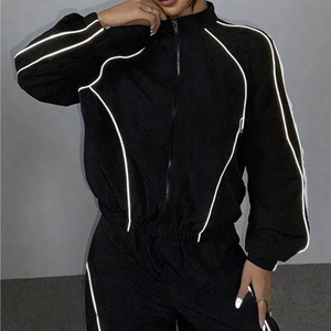 Conjunto Deportivo Negro para Hombre, Manga Larga, Cierre con Cordón, Corte Regular, Estilo Deportivo, Bolsillos Laterales, Ligero, 100% Nailon, Invierno - Product Image 5