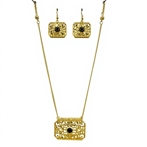 Conjunto de Joyería Árabe Clásica y Moderna en Latón Chapado en Oro para Mujer, con Collar con Colgante en Forma de Flor y Cadena de Eslabones - Product Image 1