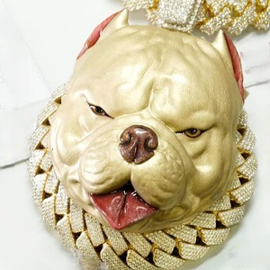 24K Gold Hip Hop Pitbull Dog Head Pendant With Moissanite Iced Out <b>Chain</b> For Men's Everyday Wear Pendant Animal <b>Rapper</b> Pendant - Product Image 5