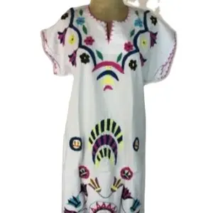 New Women Stylish Aari Embroidered Short Sleeves Ankle Length Long Women Maxican Dresses