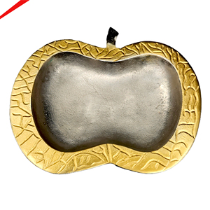 Bol en métal en forme de pomme de style royal pour la décoration de table, finition antique - Product Image 1