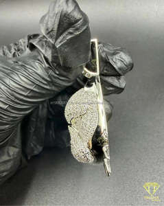 Pendentif tête de bouledogue entièrement serti de diamants VVS cultivés en laboratoire avec argent sterling 925, bijoux hip-hop pour hommes - Product Image 4