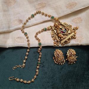Ganesha Golden Bead Necklace Set-Fine Jewelry - Product Image 5