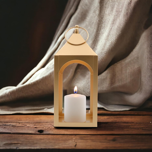 Lanterne en fer forgé artisanale de style classique De-Artico avec anneau de suspension supérieur, dorée, pour table, décoration maison/café, Noël - Product Image 4