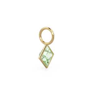 Prasiolita 5mm, colgante de oro macizo amarillo de 14k con engaste para joyería / Piedra de nacimiento de febrero / Amatista verde talla princesa - Product Image 4