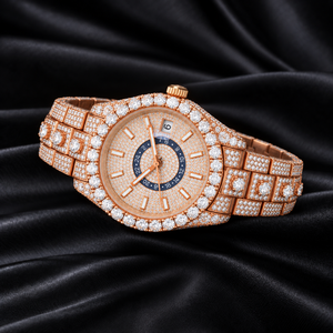 Montre pour homme Raj Gems en acier inoxydable avec cristaux de diamant, cadran carré de 30 mm, mouvement à quartz analogique, bracelet de luxe tendance avec affichage de la date - Product Image 3