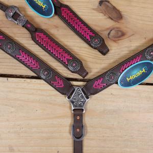 Nouvel ensemble de harnais western en cuir véritable tressé à une oreille avec collier de poitrine pour l'équitation par HORZE N PET INTERNATIONAL - Product Image 6