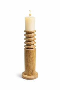 Handcrafted <b>Wooden</b> Spiral Candle Holder Rustic Pillar Candle Stand Decorative Home Table Accent - Product Image 4