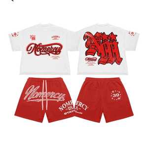 Conjunto de Camiseta Casual para Hombre de Alta Calidad 2025 con Pantalones Cortos de Algodón Transpirable con Lavado Ácido, Logotipo Personalizado OEM, Conjunto de Verano - Product Image 5