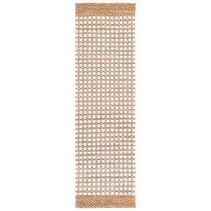Nouveau tapis rectangulaire en jute tissé à la main avec bordure blanche, tapis naturel pour salon, chambre ou bureau - Product Image 1