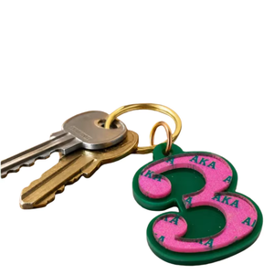 Porte-clés en acrylique miroir rose et vert avec numéro personnalisé, léger, accessoire de sac personnalisé - Product Image 4