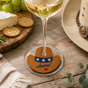 Custom Embroidered Fabric Wine Glass Charm Stem Tag Personalized Wedding Favor US Tourist Party Giveaway - Product Image 6