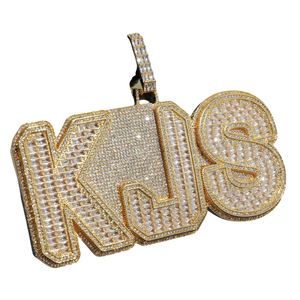 Handmade 925 Silver Moissanite <b>Rapper</b> Pendant with Baguette Stones - Product Image 1
