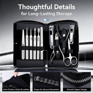 Wholesaler Russian Sharpness Tools Nail Caring <b>Manicure</b> Pedicure Instruments <b>Kit</b> OEM PU Leather Case - Product Image 5