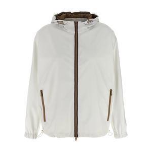 Chaqueta de Viaje Brunello Cucinelli con Capucha, Cierre de Cremallera, Diseño Estampado, Resistente al Agua, con Bolsillos, de Lujo, en Poliéster Tecnológico - Product Image 1