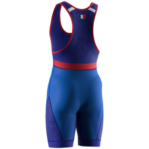 Traje de Lucha Libre para Hombre, de una Pieza, Ajustado, 100% Poliéster, Transpirable, Ligero, con Ribete Azul y Rojo, Elástico, para Artes Marciales, para Adultos - Product Image 6