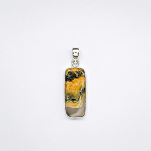 Colgante de Plata de Ley 925 Hecho a Mano con Forma Rectangular y Piedra de Jaspe Amarillo Abeja, Precio al por Mayor - Product Image 3