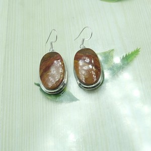 Boucles d'oreilles ovales en jaspe Norana naturel, en argent sterling 925 pur, plaqué or rose et or jaune, bijoux faits à la main pour femmes et sœurs - Product Image 4