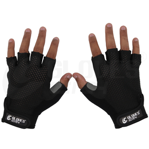 Gants de musculation respirants en polyester à demi-doigts avec protection complète de la paume, antidérapants, avec sangle de poignet réglable, pour usage unisexe - Product Image 2