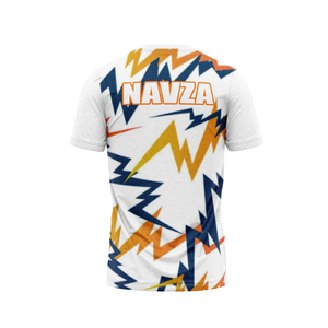 NAVZA APPAREL Men's Sports Jersey Short Sleeve Sublimation Printed Quick Dry Polyester <b>T</b>-<b>Shirt</b> Front <b>Orange</b> White Pattern - Product Image 5