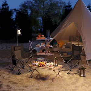 Set di 2 Sedie da Campeggio Pieghevoli Nere con Poggiatesta, Borsa Termica, Portabicchieri e Borsa per il Trasporto - Product Image 1