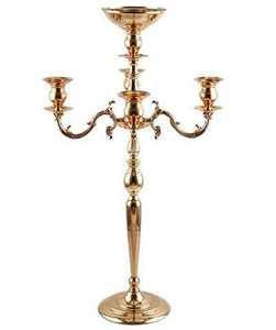 Grand candélabre en métal pour la décoration de la maison, qualité supérieure, porte-bougie fantaisie, candélabre unique en or poli, utilisation sur table de mariage - Product Image 1