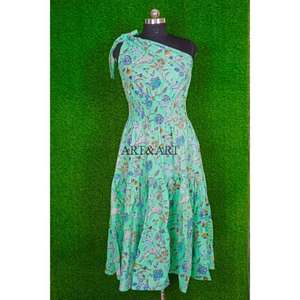 Vestido Midi Elegante de Algodón Amarillo Ecológico para Mujer, con Estampado Floral, Ligero, de un Solo Hombro, Estilo Línea A, para la Playa y Fiestas en la Piscina - Product Image 2