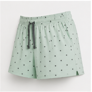 Custom Pale Mint Polka Dot Womens Relaxed A-Line Fit Drawstring <b>Lounge</b> <b>Shorts</b> Fluid Modal Jersey - Product Image 3
