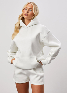Sweat à capuche ample et confortable pour femme, imprimé, brodé, logo personnalisé, pull côtelé de haute qualité, poche kangourou, couleur unie - Product Image 3
