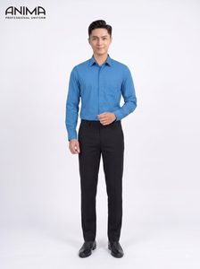 Chemise en bambou bleu marine pour homme ANIMA, respirante, décontractée et professionnelle - Product Image 4