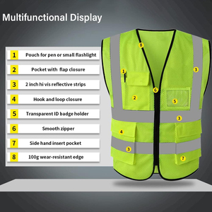 Vêtements de sécurité de qualité supérieure, gilet de travail multi-poches, vêtements de travail de sécurité, vêtements de travail colorés pour la construction, gilet en maille sans manches - Product Image 4