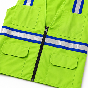 Chaleco de Seguridad Reflectante con Diseño de Tiras de Alta Visibilidad, Ropa de Trabajo Unisex de Algodón y Poliéster para Construcción y Seguridad Personal - Product Image 4