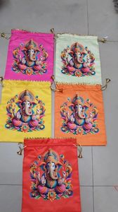 Beautiful Ganpati Design Cotton <b>Potli</b> <b>Bags</b> for Diwali Festival Gifting Favourites Customizable Durable Indian Wholesale Supplier - Product Image 3