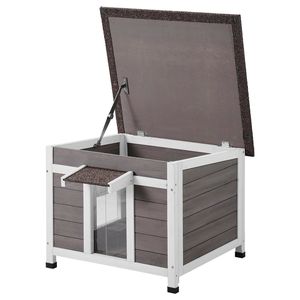 Casa para Gatos Resistente a la Intemperie con Techo Abierto, Refugio para Gatos Salvajes, para Múltiples Gatos, Mueble de Madera para Mascotas con Ventana Tipo Jaula para Conejos - Product Image 1