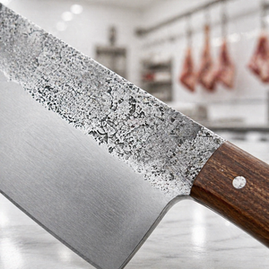 Custom Handmade Carbon Steel Cleaver with Ambidextrous Wood Handle Extra <b>Sharp</b> Forged Dishwasher Safe and Leather Sheath - Product Image 2