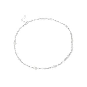 Collar de Gargantilla Fina de Alta Gama para Mujer, Lujo Ligero, Perla de Agua Dulce, Diseño de Nicho Famoso en Internet, Plata Desgastada - Product Image 5