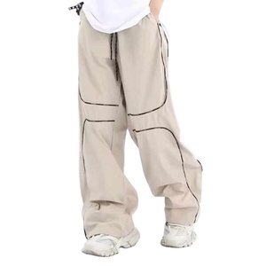 Pantalon coupe-vent personnalisé grande taille 100% pantalon passepoil en polyester/nylon bande latérale taille élastique devant plat tissu toile mi - Product Image 3
