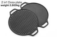 Plaque de cuisson réversible classique en fonte de 30 cm, robuste, double face, compatible induction, écologique, pour cuisinière à gaz