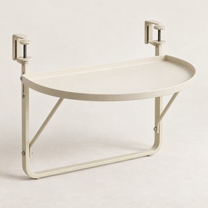 Table de balcon en métal à fixer sur balustrade, table de bar suspendue en fer crème, étagère à clipser pour balcon et terrasse - Product Image 1