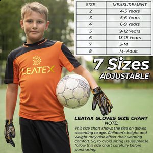 Gants de gardien de but de football noirs, gants de gardien de but à doigts entiers, antidérapants, avec sangle de poignet réglable pour l'entraînement - Product Image 6