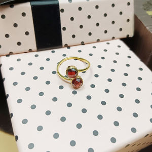 Round <b>Garnet</b> Adjustable <b>Ring</b> Handmade – Faceted Birthstone Plain Band <b>Ring</b> Jewelry Bulk - Product Image 3