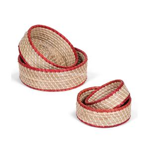 Vente en gros de paniers de rangement écologiques de couleurs mélangées en jonc de mer et en plastique Plateau de service rectangulaire pliable du Vietnam - Product Image 1