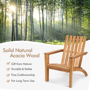 Poltrona Adirondack da Esterno in Legno di Acacia Resistente, Elegante Sdraio da Patio - Product Image 3