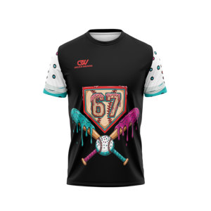 เสื้อทีมเบสบอลแบบสั่งทำพิเศษ ดีไซน์แบบซับลิเมชั่น คอกลม น้ำหนักเบา ผลิตจากเส้นใยโพลีเอสเตอร์ ชุดกีฬาแขนสั้น - Product Image 1