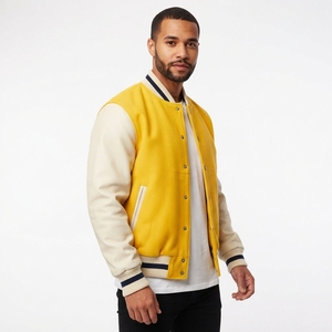 Veste de baseball varsity pour homme de qualité supérieure, personnalisable, avec col montant, broderie sur le devant, coupe-vent et respirante - Product Image 3