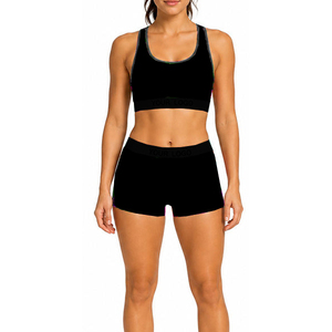 Shorts Deportivos Elásticos de Cintura Alta, Transpirables, Moldeadores de Cintura, Levanta Glúteos, Diseño Sólido, Conjunto de 2 Piezas, Spandex/Algodón - Product Image 1