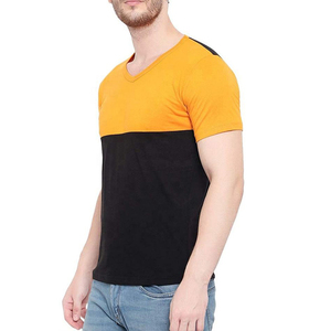 T-shirt pour homme de couleur orange avec ligne de couleur rouge foncé pour l'été 2023 T-shirt épais uni de haute qualité en coton 100% taille USA - Product Image 3