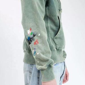 Sweat à capuche personnalisé avec logo, coupe classique, effet délavé, 3D pour broderie, pour homme, hiver, coton de haute qualité, épais et lourd - Product Image 6