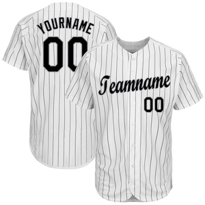 Maillot de baseball authentique OMMIZ INDUSTRY personnalisé gris marine à rayures fines marine-blanc, le plus vendu en gros - Product Image 2